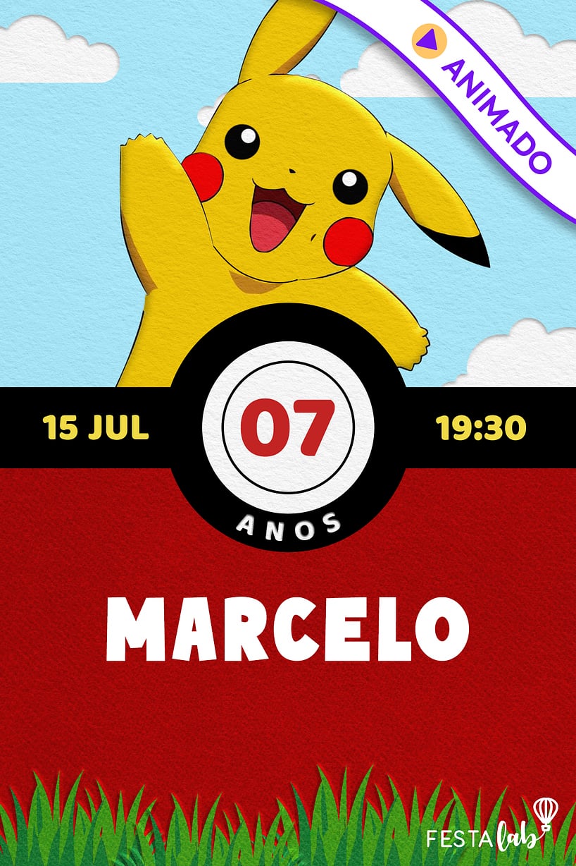 Convite de Aniversario - Meu Pokemon