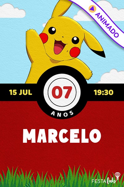 Criar convite de aniversário - Meu Pokemon| FestaLab
