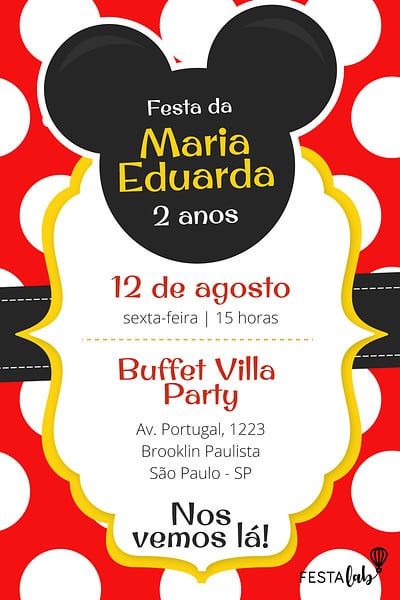 Criar convite de aniversário - Mickey| FestaLab