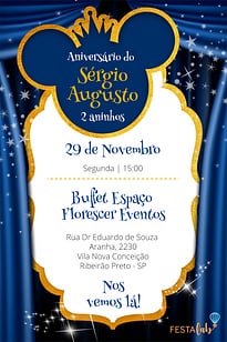 Modelo de Convite de Aniversario - Mickey Realeza Convite Mickey Realeza grátis para editar