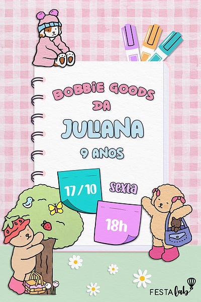 Criar convite de aniversário - Minha Festa Bobbie Goods| FestaLab