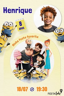 Modelo de Convite de Aniversario - MInha Festa Favorita Convite MInha Festa Favorita grátis para editar
