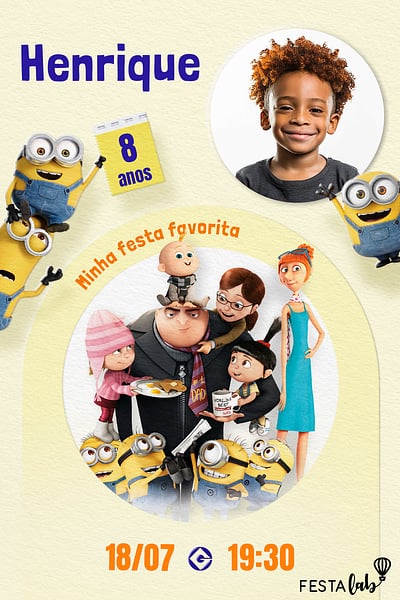 Modelo de Convite de Aniversario - MInha Festa Favorita Convite MInha Festa Favorita grátis para editar