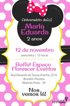 Modelo de Convite de Aniversario - Minnie Convite de Aniversario - Minnie