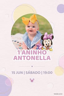Modelo de Convite de Aniversario - Minnie Baby Convite Minnie Baby grátis para editar
