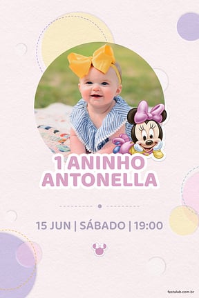 Modelo de Convite de Aniversario - Minnie Baby Convite de Aniversario - Minnie Baby