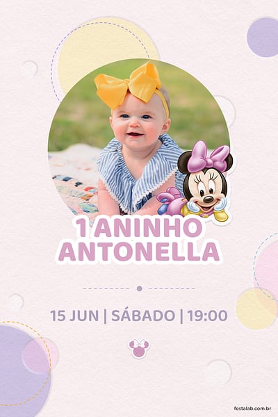 Criar convite de aniversário - Minnie Baby| FestaLab
