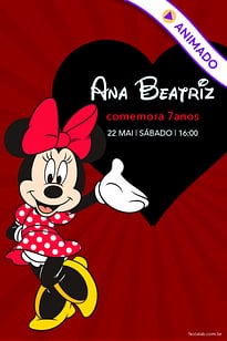 Modelo de Convite de Aniversario - Minnie Mouse Classica Convite Minnie Mouse Clássica grátis para editar