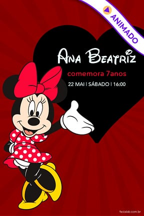 Modelo de Convite de Aniversario - Minnie Mouse Classica Convite de Aniversario - Minnie Mouse Classica