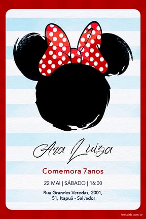 Modelo de Convite de Aniversario - Minnie Mouse Laco Convite de Aniversario - Minnie Mouse Laco