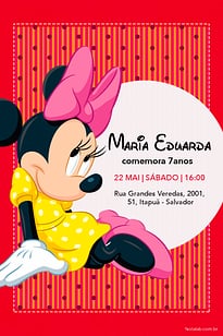 Modelo de Convite de Aniversario - minnie mouse rosa Convite minnie mouse rosa grátis para editar