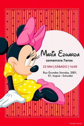 Modelo de Convite de Aniversario - minnie mouse rosa Convite de Aniversario - minnie mouse rosa