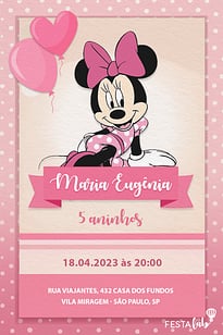Modelo de Convite de Aniversario - Minnie Rosa Convite Minnie Rosa grátis para editar