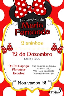 Modelo de Convite de Aniversario - Minnie Vermelha Convite Minnie Vermelha grátis para editar