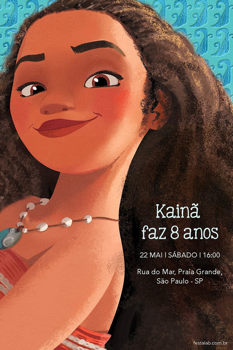 Convite Moana Aventura grátis para editar