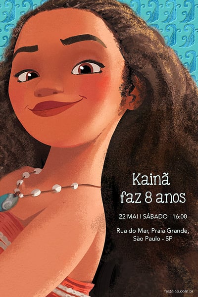 Modelo de Convite de Aniversario - Moana Aventura Convite Moana Aventura grátis para editar