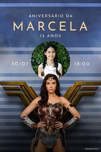 Modelo de Convite de Aniversario - Mulher maravilha - azul Convite Mulher maravilha - azul grátis para editar