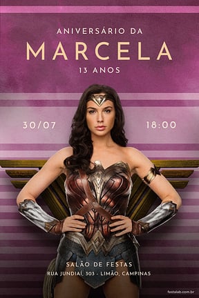 Modelo de Convite de Aniversario - Mulher maravilha lilas Convite de Aniversario - Mulher maravilha lilas