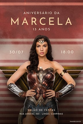 Modelo de Convite de Aniversario - Mulher maravilha - Vermelho Convite de Aniversario - Mulher maravilha - Vermelho