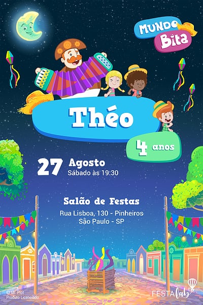 Modelo de Convite de Aniversario - Mundo Bita - Festa Junina Criar convite de aniversário - Mundo Bita - Festa Junina| FestaLab