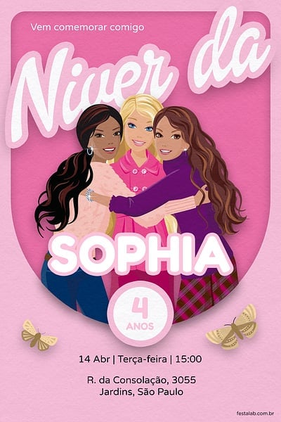 Modelo de Convite de Aniversario - Niver da Barbie Rosa Convite Niver da Barbie Rosa grátis para editar
