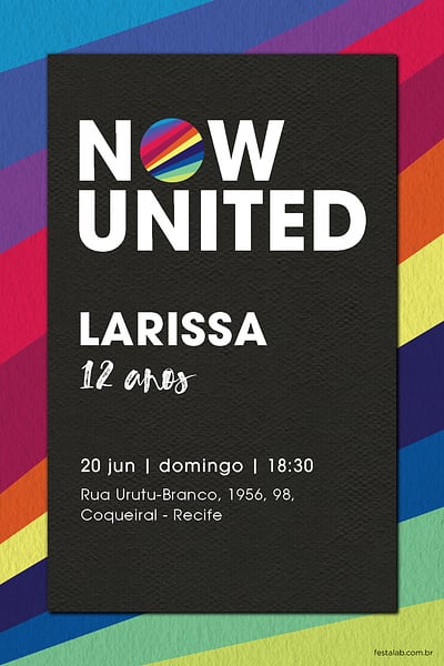 Criar convite de aniversário - Now United| FestaLab
