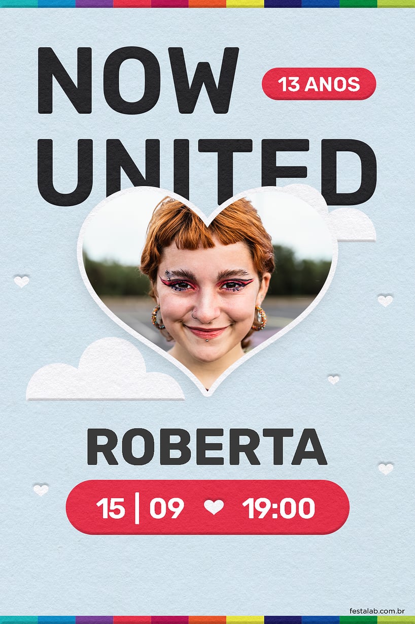 Convite Now United grátis para editar