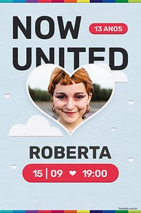 Modelo de Convite de Aniversario - Now United Convite Now United grátis para editar