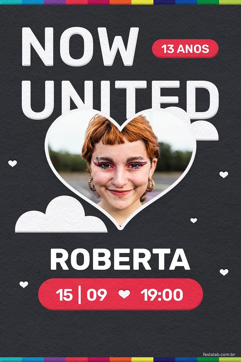 Convite Now United grátis para editar