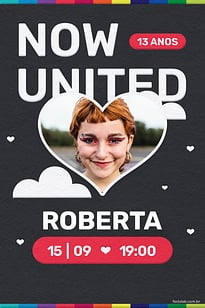 Modelo de Convite de Aniversario - Now United Convite Now United grátis para editar