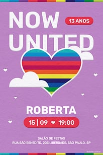 Modelo de Convite de Aniversario - Now United Convite Now United grátis para editar