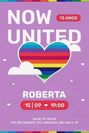 Convite de Aniversario - Now United