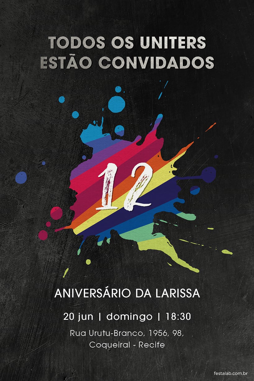 Convite Now United preto grátis para editar