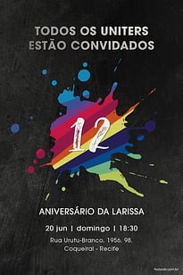 Convite Now United preto grátis para editar