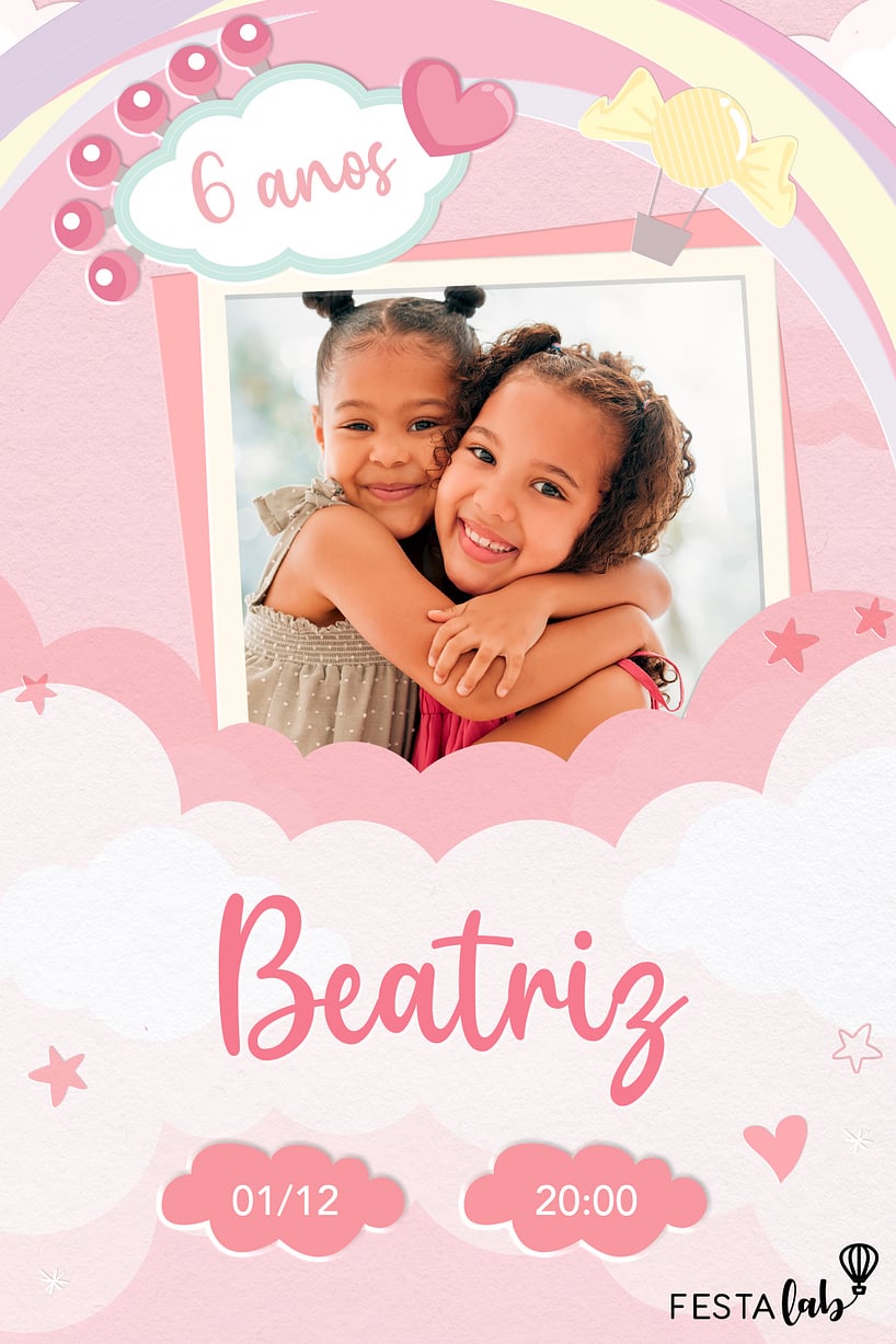 Convite Nuvem de Amor grátis para editar