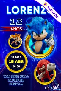 Modelo de Convite de Aniversario - O Sonic Convite O Sonic grátis para editar