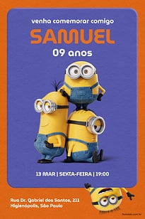 Modelo de Convite de Aniversario - Os Minions laranja Convite Os Minions laranja grátis para editar