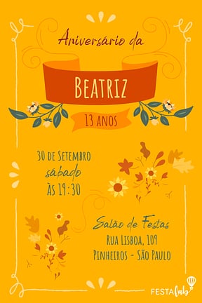 Convite de Aniversario - Outono