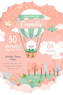 Convite Ovelha Baloeira grátis para editar