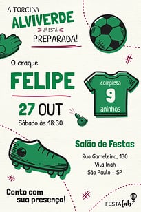 Modelo de Convite de Aniversario - Palmeiras Convite Palmeiras grátis para editar