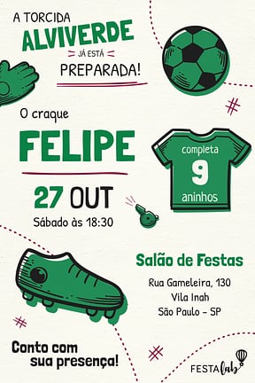 Modelo de Convite de Aniversario - Palmeiras Convite de Aniversario - Palmeiras