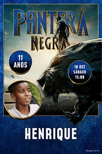 Modelo de Convite de Aniversario - Heranca de Wakanda: Azul Convite Herança de Wakanda: Azul grátis para editar