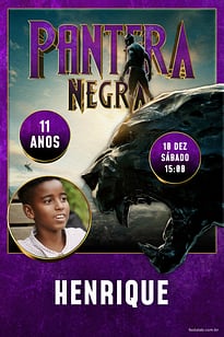 Modelo de Convite de Aniversario - Heranca de Wakanda: Roxo Convite Herança de Wakanda: Roxo grátis para editar