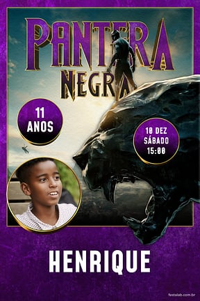 Convite de Aniversario - Heranca de Wakanda: Roxo