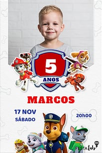 Modelo de Convite de Aniversario - Patrulha Canina em Acao Convite Patrulha Canina em Ação grátis para editar