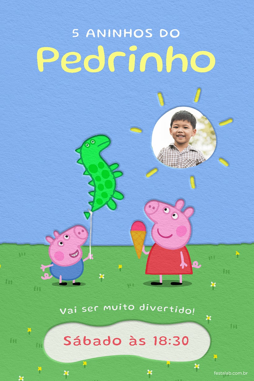 Convite Peppa pig e George pig grátis para editar
