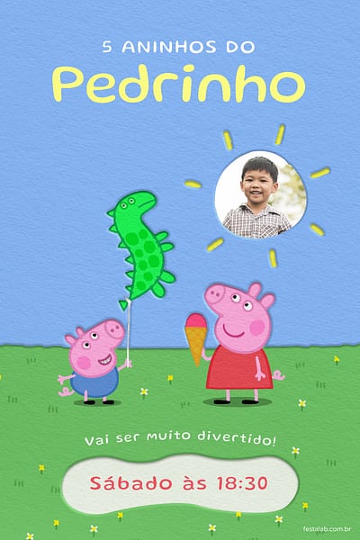 Modelo de Convite de Aniversario - Peppa pig e George pig Convite Peppa pig e George pig grátis para editar