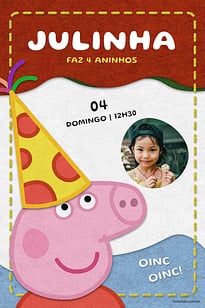 Modelo de Convite de Aniversario - Pequena peppa pig Convite Pequena peppa pig grátis para editar