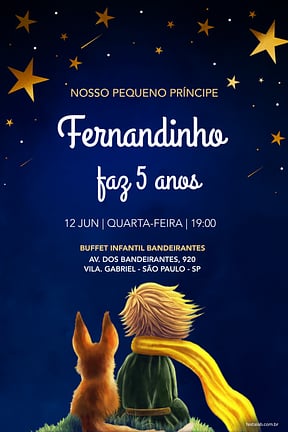 Modelo de Convite de Aniversario - No Reino das Estrelas Convite de Aniversario - No Reino das Estrelas