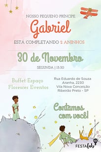 Modelo de Convite de Aniversario - Pequeno Principe Moreno Convite Pequeno Príncipe Moreno grátis para editar